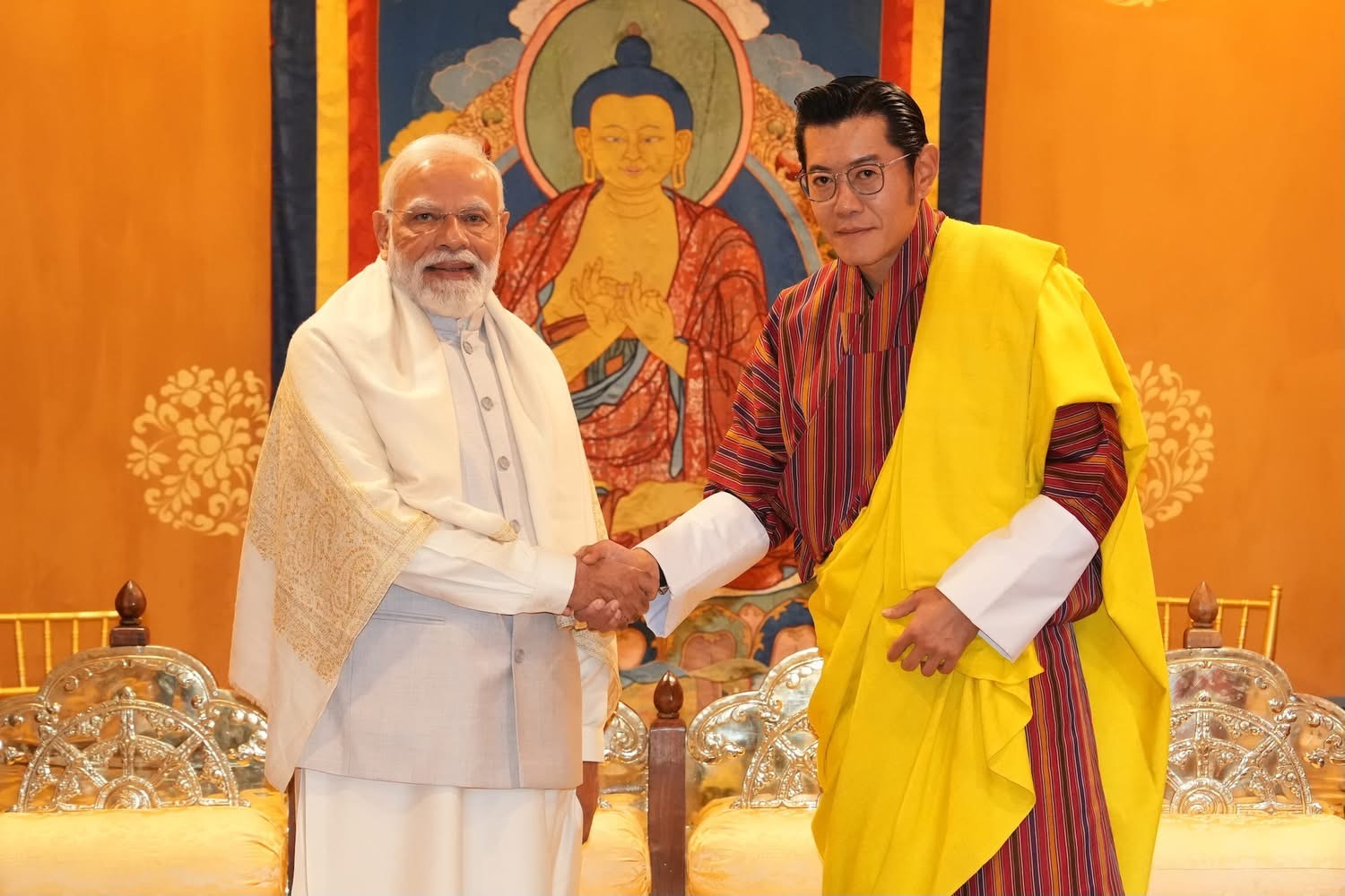 His Majesty The King met with Prime Minister Modi at Tashichhodzong